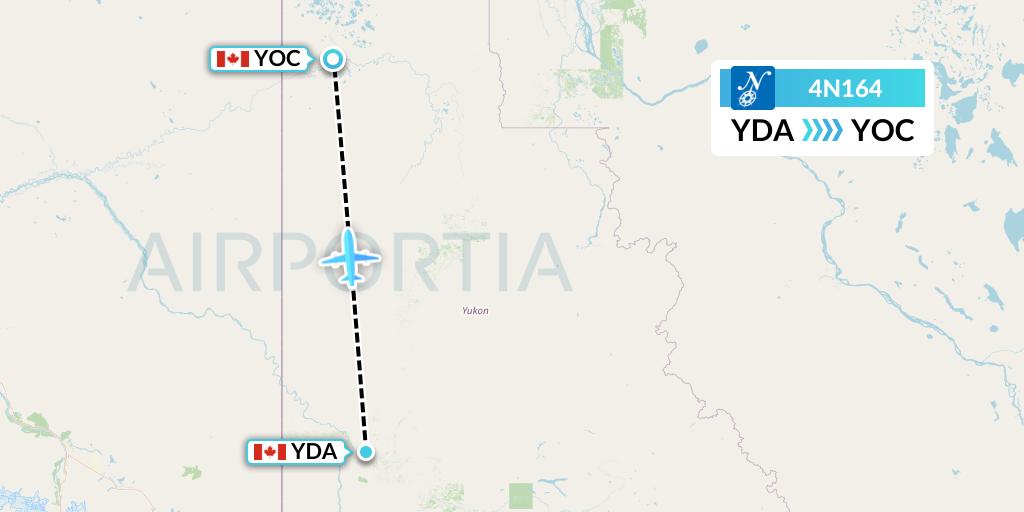 4N164 Air North Flight Map: Dawson City to Old Crow