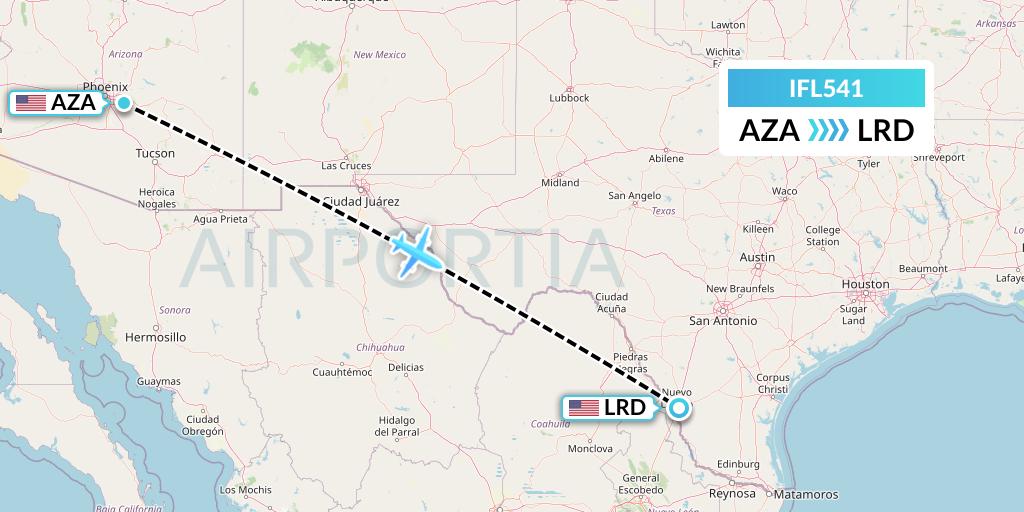 IFL541 IFL Group Flight Map: Phoenix to Laredo