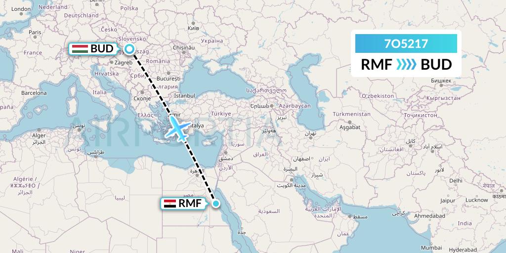 7O5217 Travel Service Hungary Flight Map: Marsa Alam to Budapest