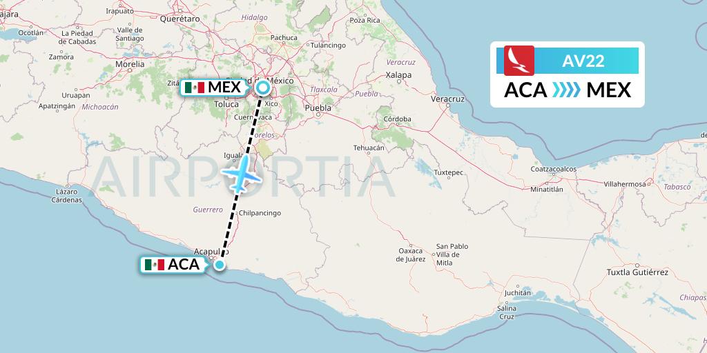 AV22 Avianca Flight Map: Acapulco to Mexico City