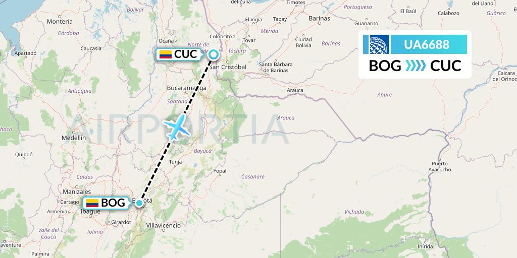 UA6688 United Airlines Flight Map: Bogota to Cucuta