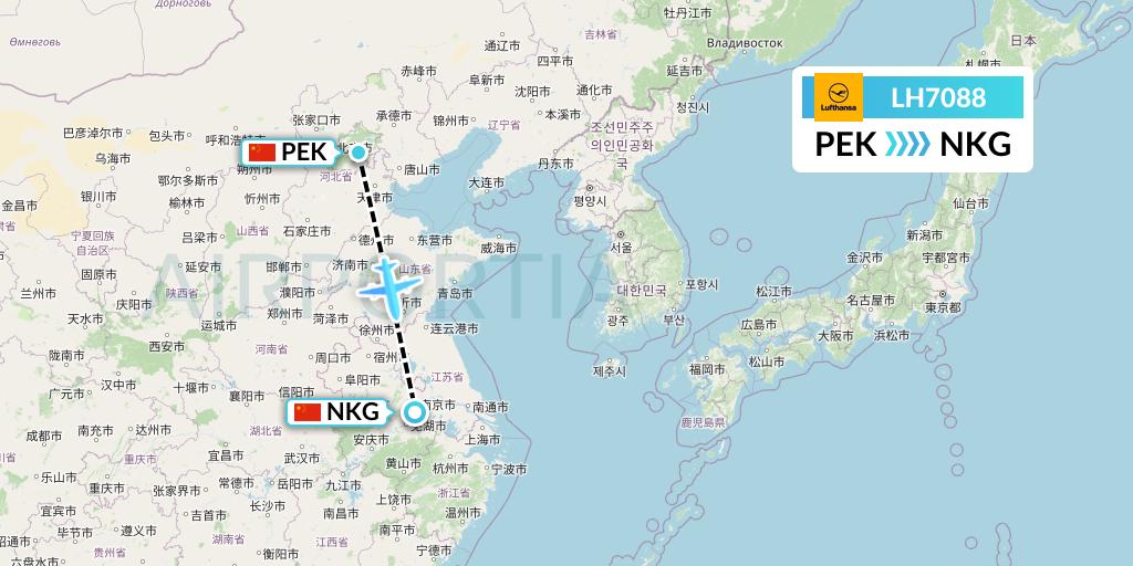 LH7088 Lufthansa Flight Map: Beijing to Nanjing