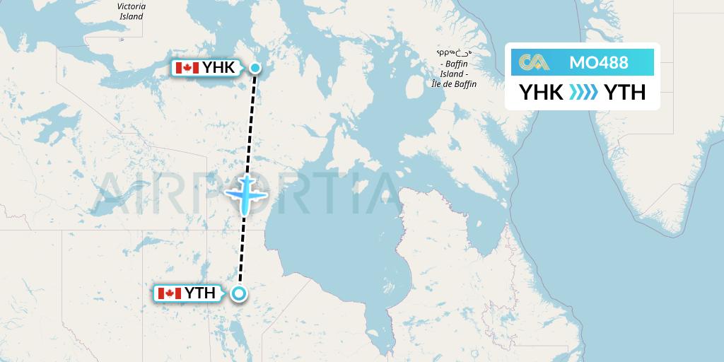 MO488 Calm Air Flight Map: Gjoa Haven to Thompson