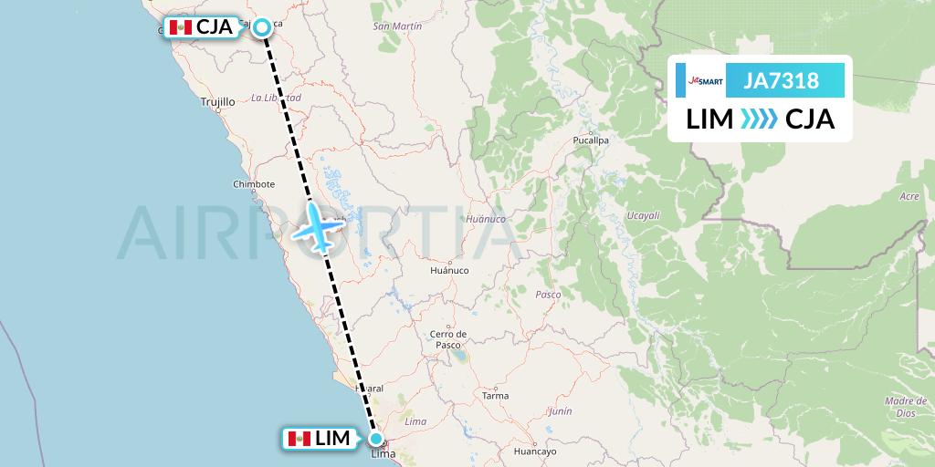 JA7318 JetSMART Flight Map: Lima to Cajamarca