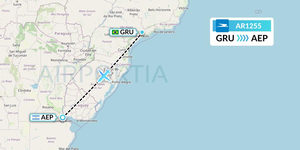 AR1255 Aerolineas Argentinas Flight Map: Sao Paulo to Buenos Aires