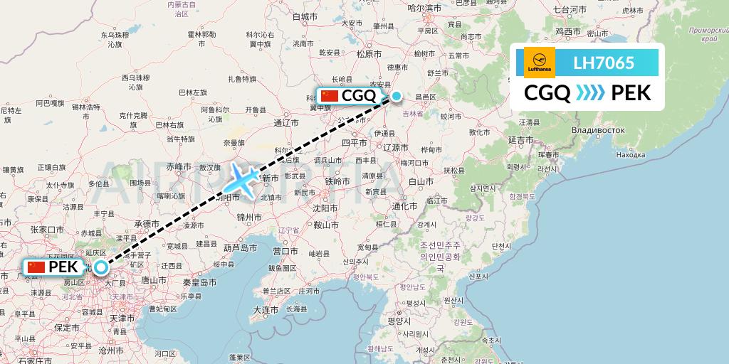 LH7065 Lufthansa Flight Map: Changchun to Beijing