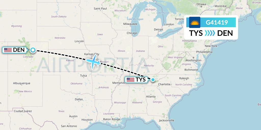 G41419 Allegiant Air Flight Map: Knoxville to Denver