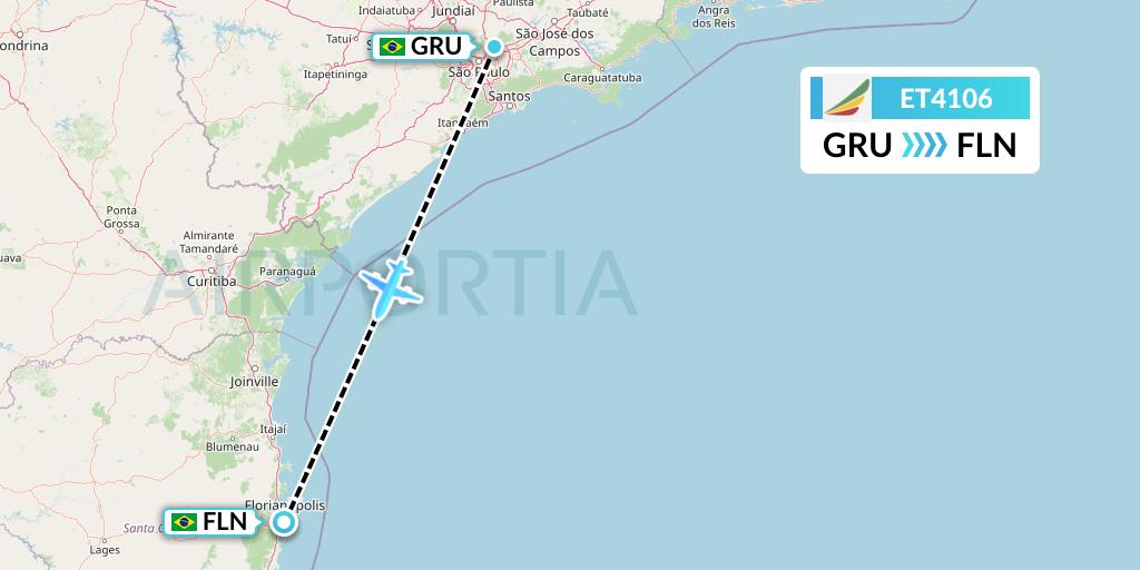 ET4106 Ethiopian Airlines Flight Map: Sao Paulo to Florianopolis