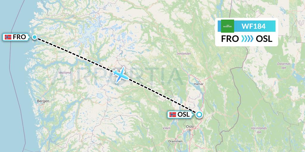 WF184 Wideroe Flight Map: Floro to Oslo