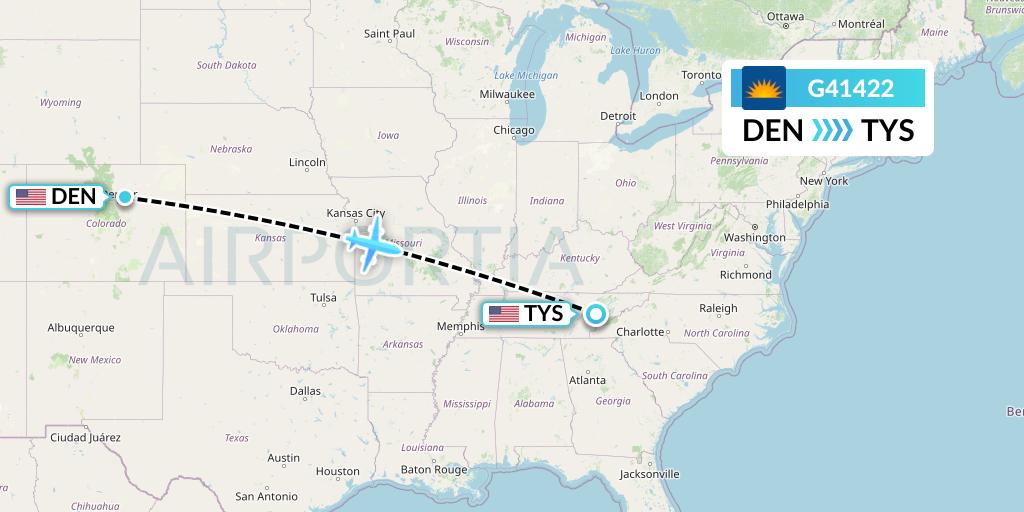 G41422 Allegiant Air Flight Map: Denver to Knoxville