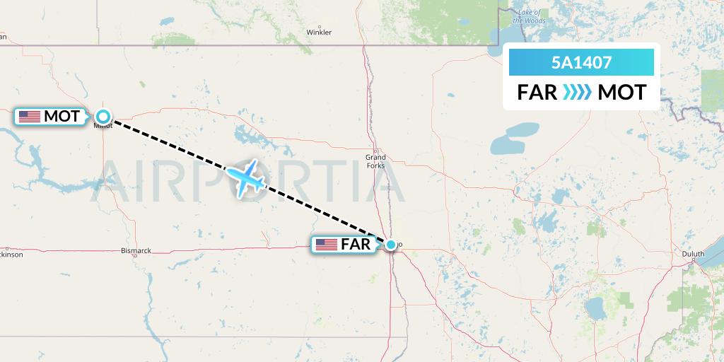 5A1407 Alpine Air Express Flight Map: Fargo to Minot