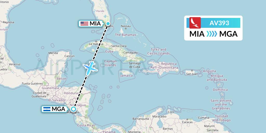 AV393 Flight Status Avianca Miami to Managua (AVA393)