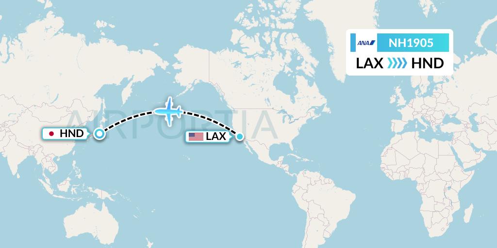 NH1905 All Nippon Airways Flight Map: Los Angeles to Tokyo