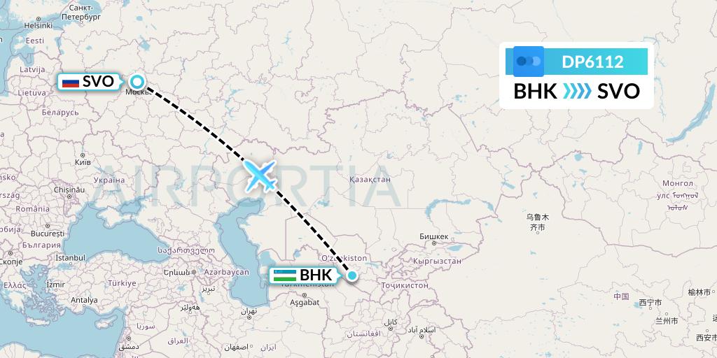 DP6112 Pobeda Flight Map: Bukhara to Moscow