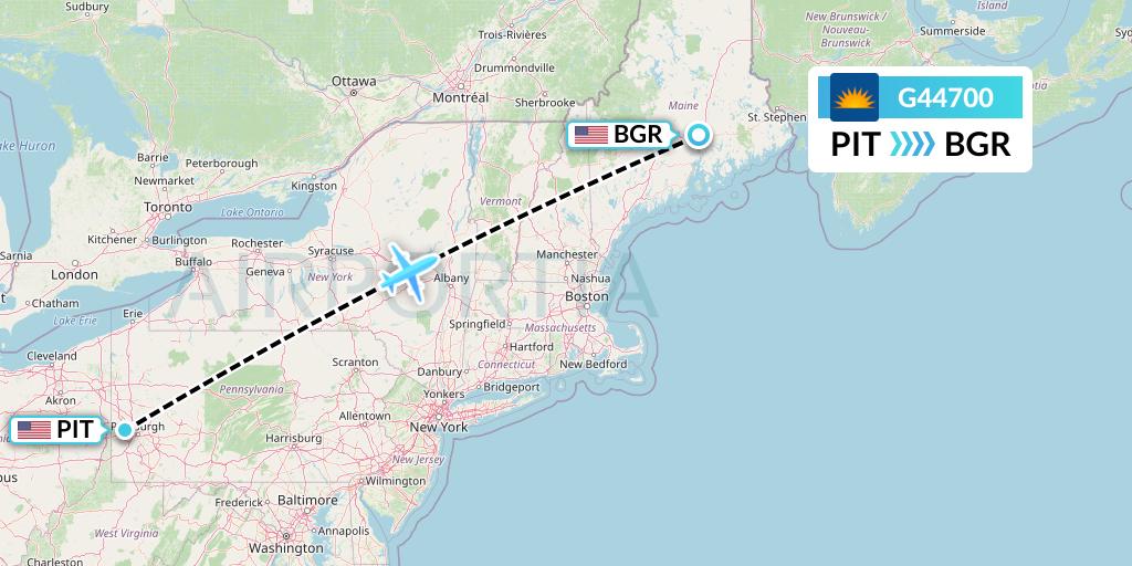 G44700 Allegiant Air Flight Map: Pittsburgh to Bangor
