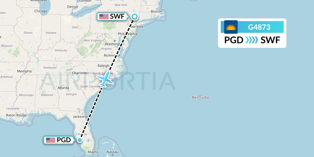 G4873 Allegiant Air Flight Map: Punta Gorda to Newburgh