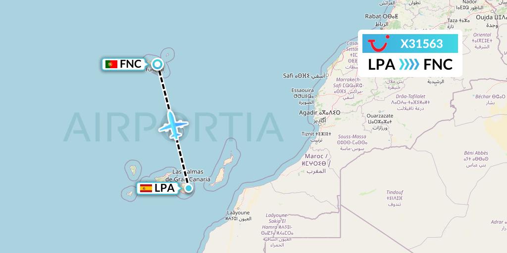 X31563 TUI fly Germany Flight Map: Las Palmas to Funchal