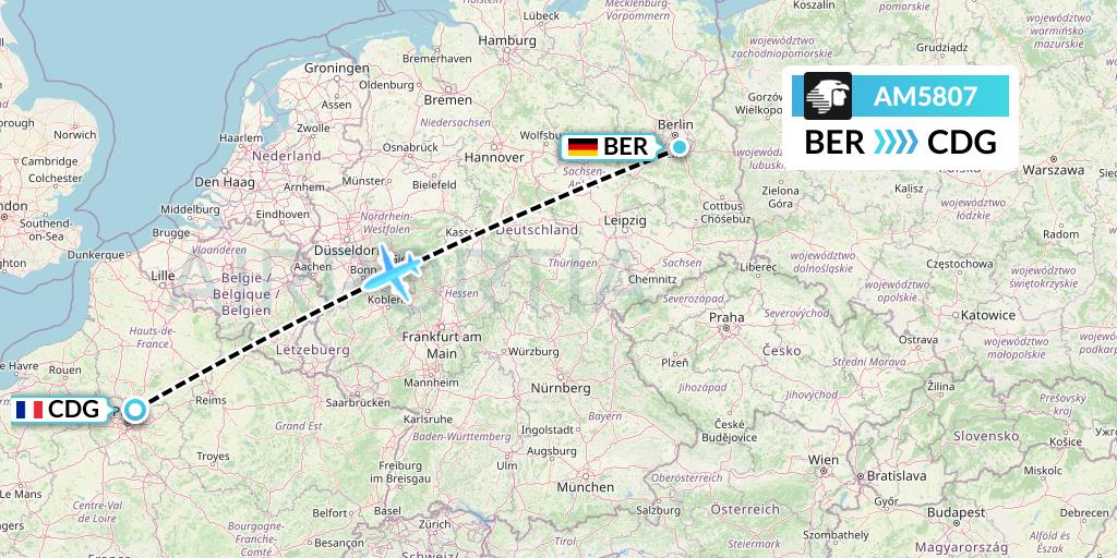 AM5807 Aeromexico Flight Map: Berlin to Paris