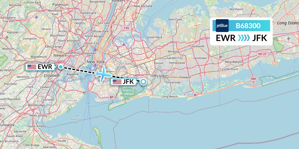 B68300 JetBlue Airways Flight Map: New York to New York