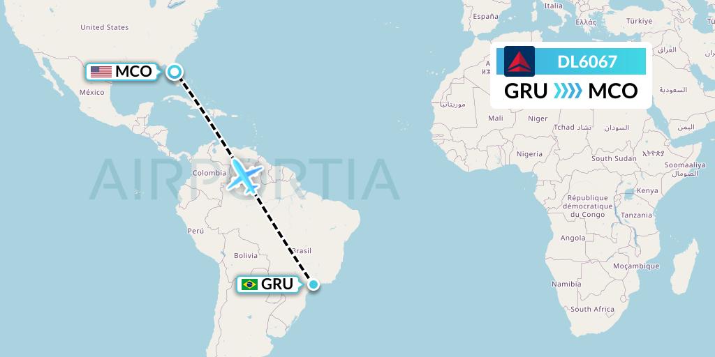 DL6067 Delta Air Lines Flight Map: Sao Paulo to Orlando