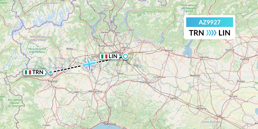 AZ9927 ITA Airways Flight Map: Turin to Milan