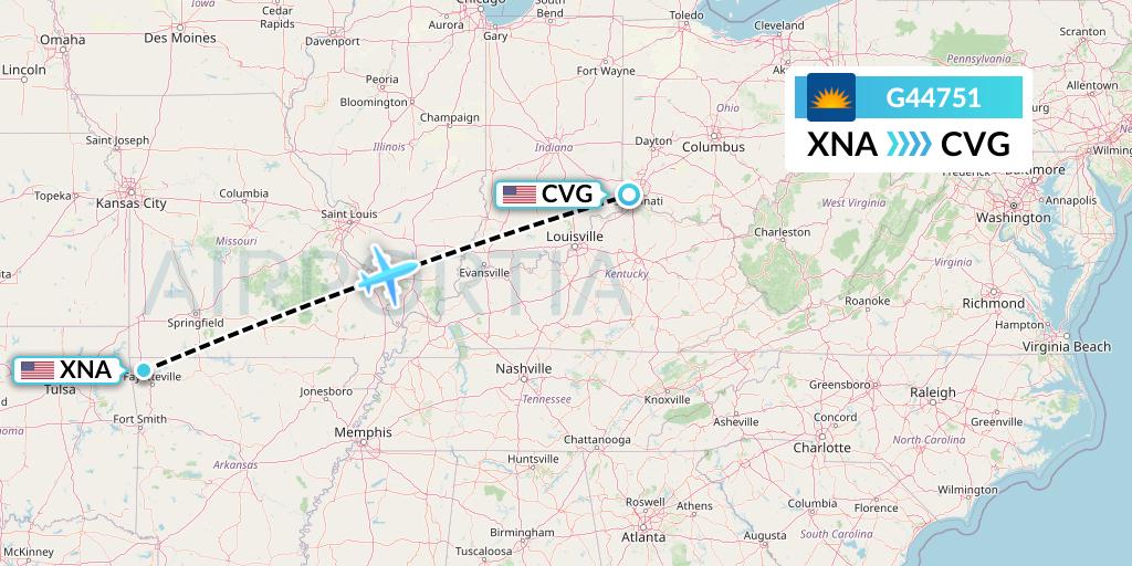 G44751 Allegiant Air Flight Map: Bentonville to Cincinnati