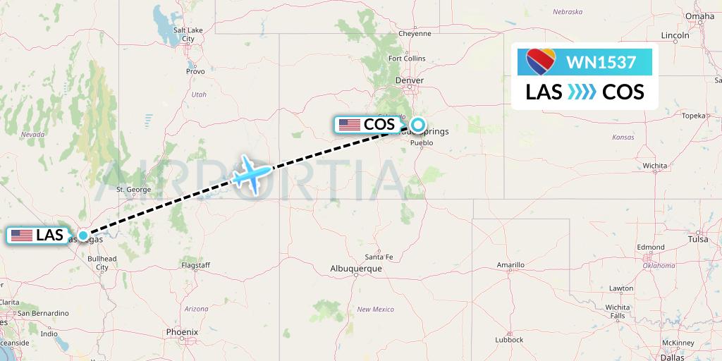 WN1537 Southwest Airlines Flight Map: Las Vegas to Colorado Springs