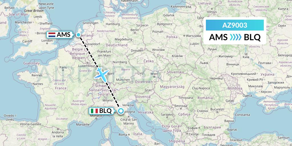 AZ9003 ITA Airways Flight Map: Amsterdam to Bologna