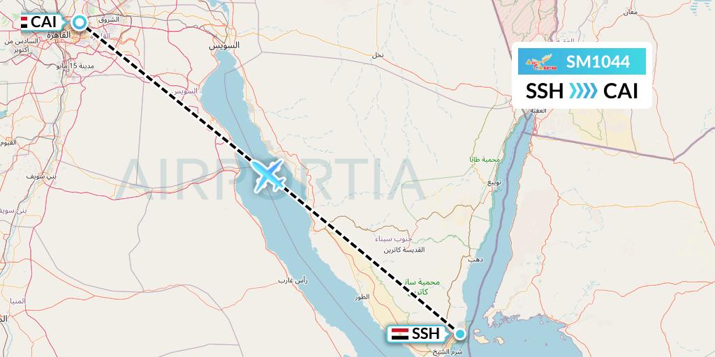 SM1044 Air Cairo Flight Map: Sharm el-Sheikh to Cairo