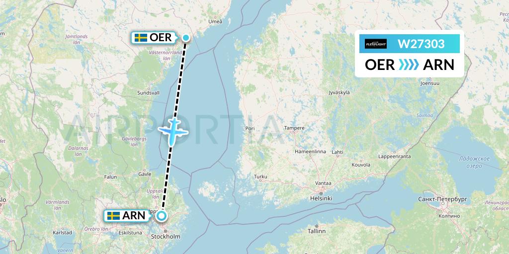 W27303 Flex Flight Flight Map: Ornskoldsvik to Stockholm