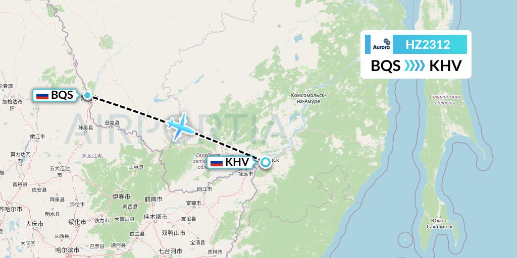 HZ2312 Aurora Flight Map: Blagoveshchensk to Khabarovsk