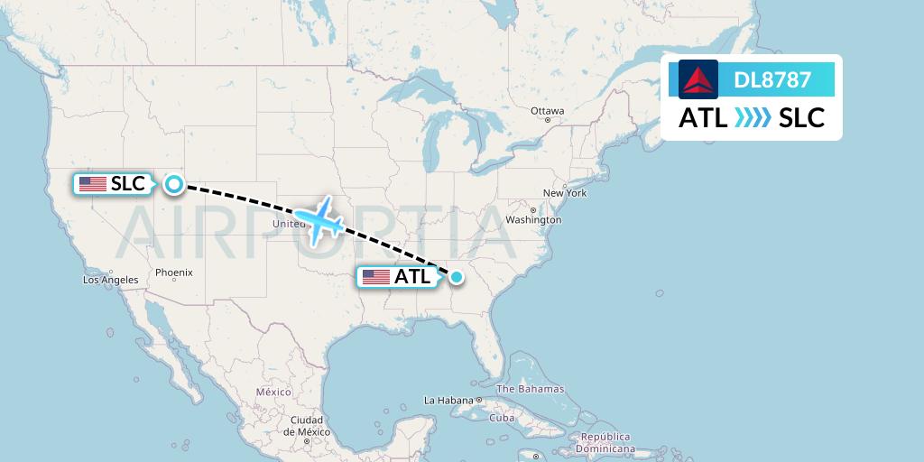 DL8787 Delta Air Lines Flight Map: Atlanta to Salt Lake City