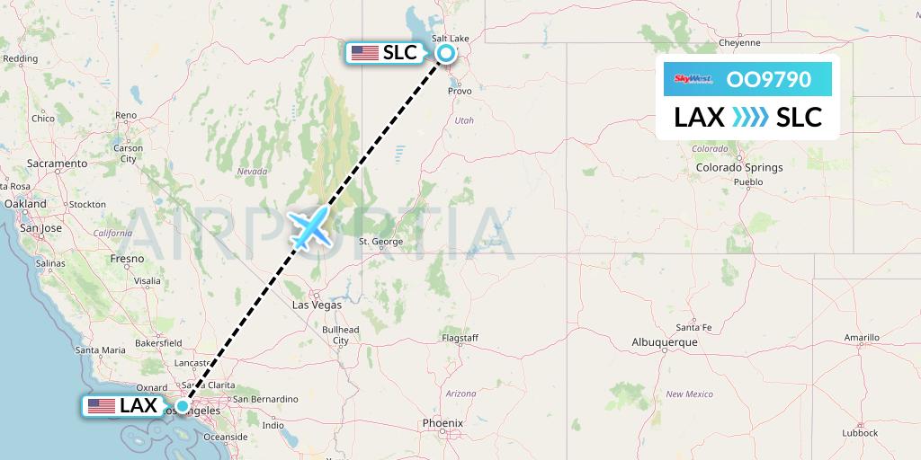 OO9790 SkyWest Airlines Flight Map: Los Angeles to Salt Lake City