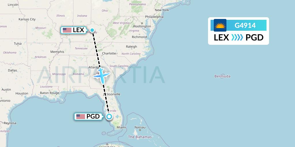 G4914 Allegiant Air Flight Map: Lexington to Punta Gorda