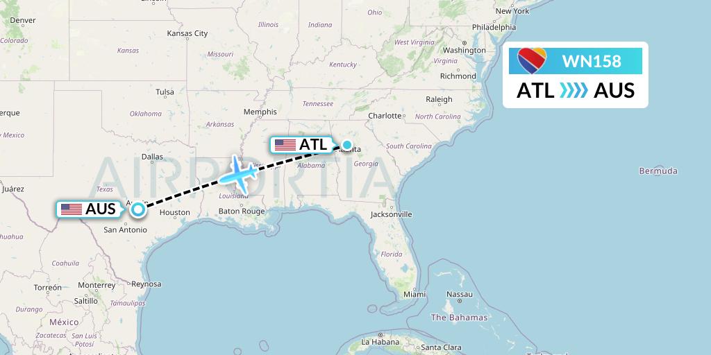 WN158 Southwest Airlines Flight Map: Atlanta to Austin