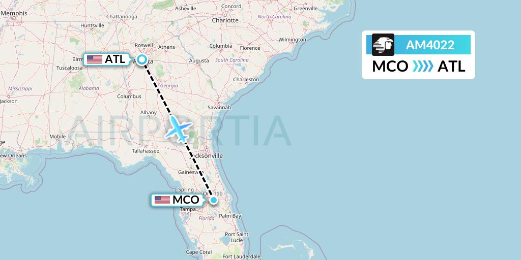 AM4022 Aeromexico Flight Map: Orlando to Atlanta