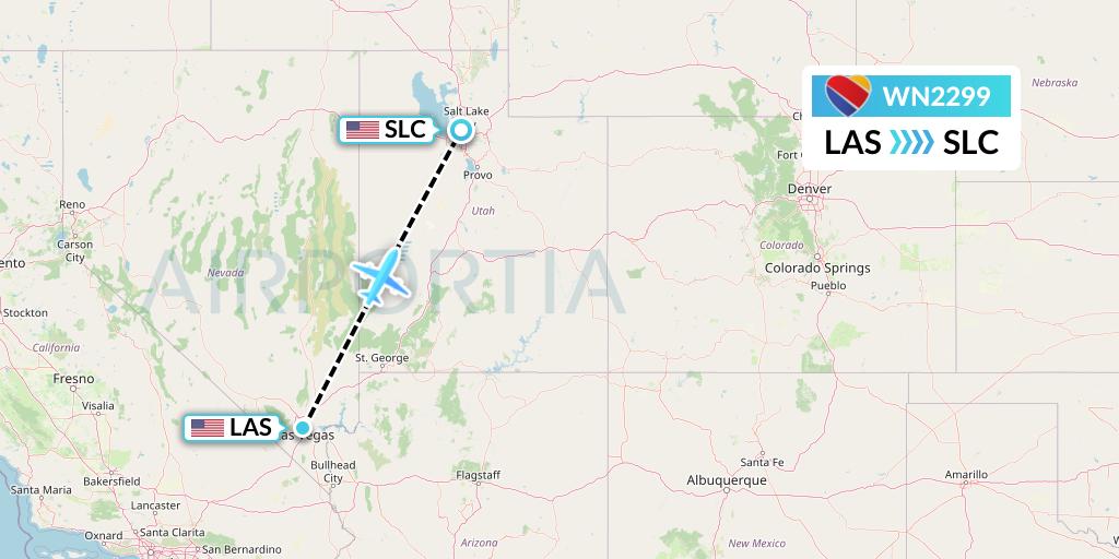 WN2299 Southwest Airlines Flight Map: Las Vegas to Salt Lake City