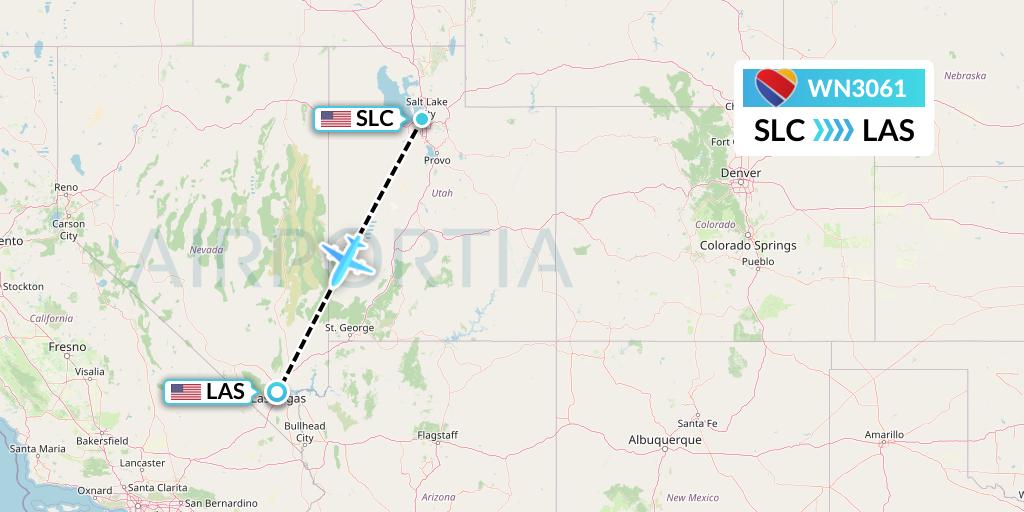 WN3061 Southwest Airlines Flight Map: Salt Lake City to Las Vegas