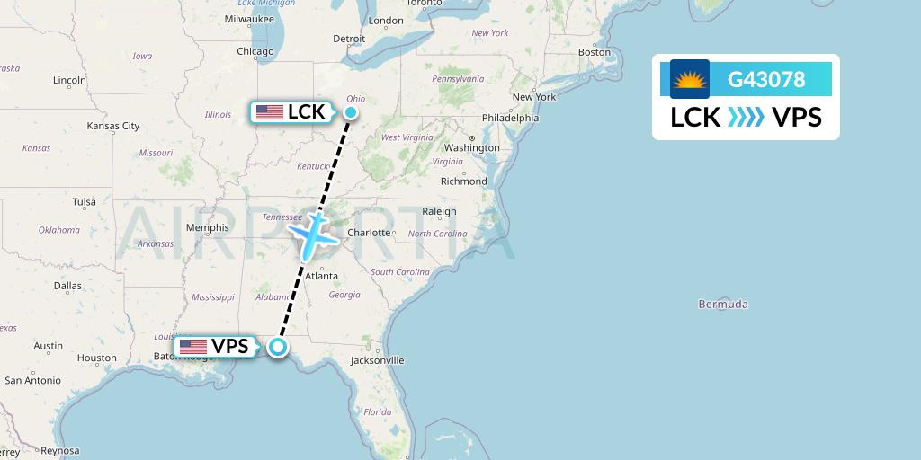 G43078 Allegiant Air Flight Map: Columbus to Valparaiso