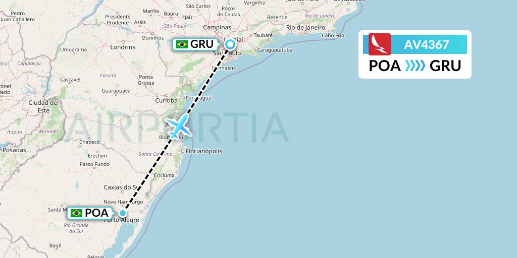 AV4367 Avianca Flight Map: Porto Alegre to Sao Paulo