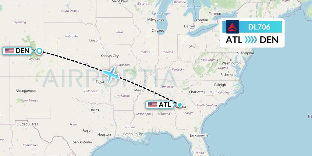 DL706 Delta Air Lines Flight Map: Atlanta to Denver