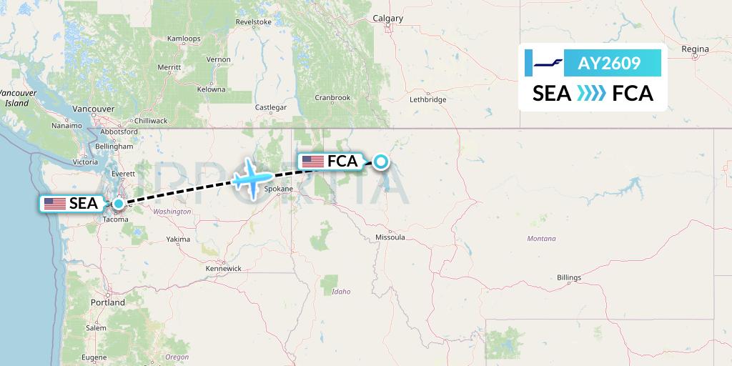 AY2609 Finnair Flight Map: Seattle to Kalispell
