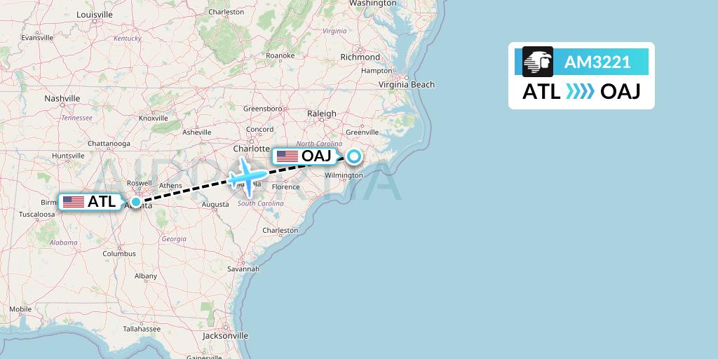 AM3221 Aeromexico Flight Map: Atlanta to Jacksonville