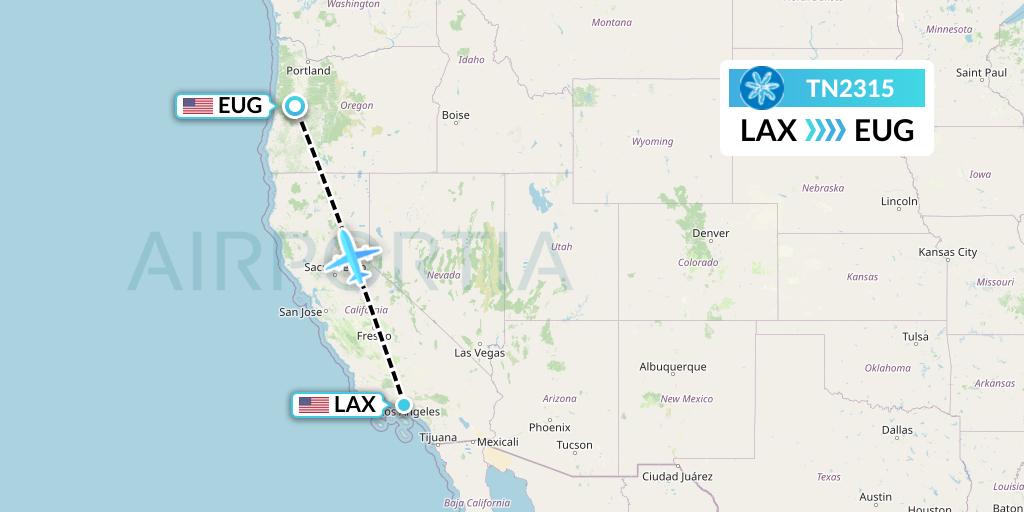 TN2315 Air Tahiti Nui Flight Map: Los Angeles to Eugene