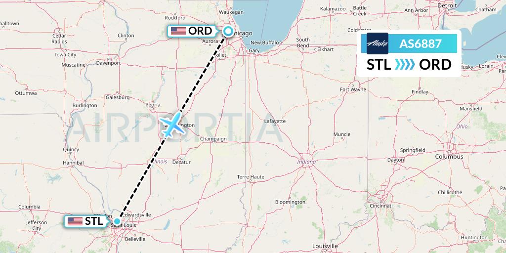 AS6887 Alaska Airlines Flight Map: St. Louis to Chicago
