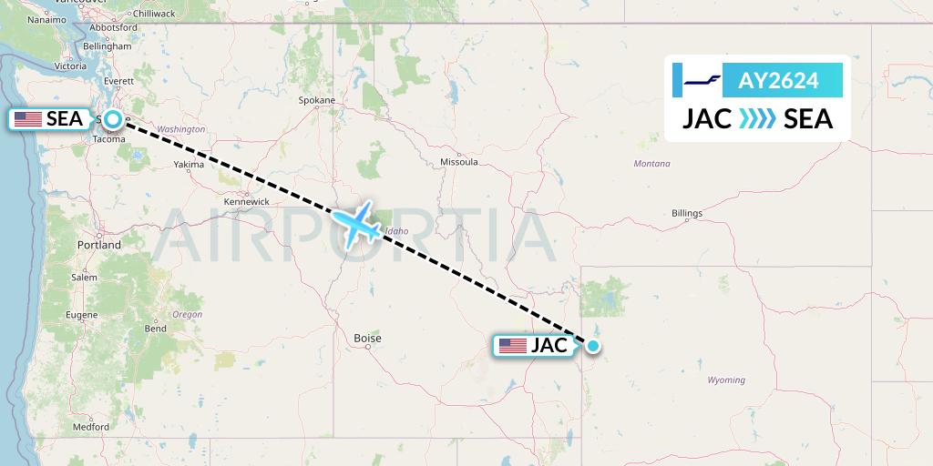 AY2624 Finnair Flight Map: Jackson to Seattle