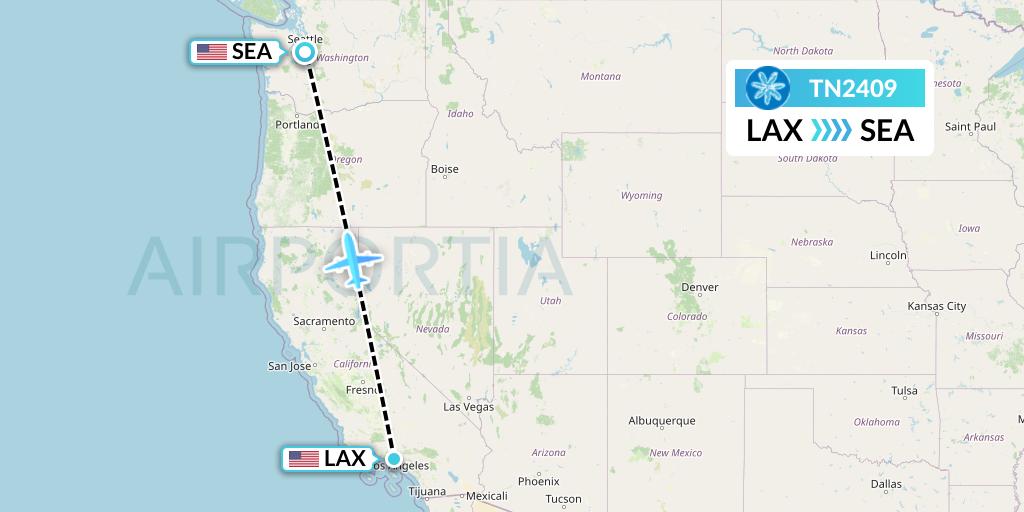 TN2409 Air Tahiti Nui Flight Map: Los Angeles to Seattle