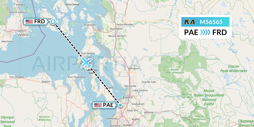M56565 Kenmore Air Flight Map: Everett to Friday Harbor