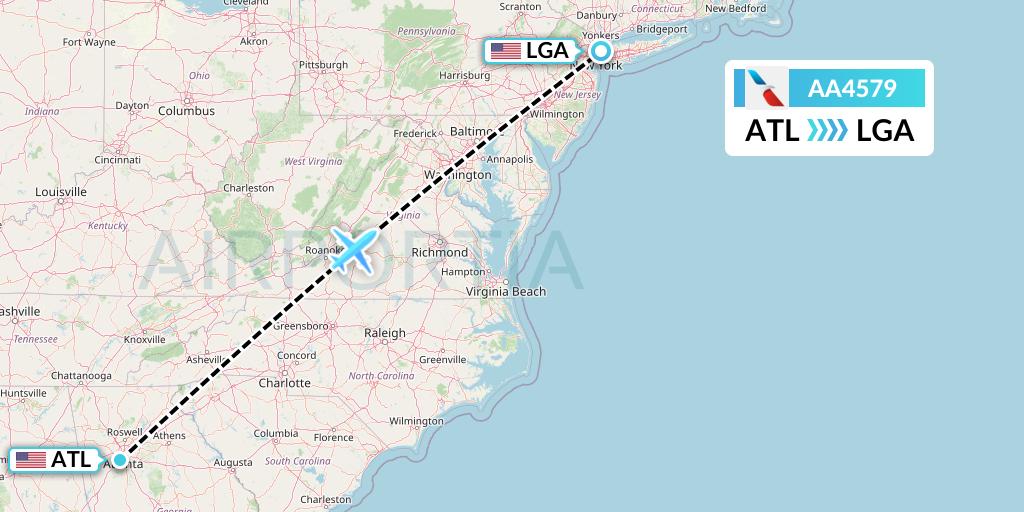 AA4579 American Airlines Flight Map: Atlanta to New York
