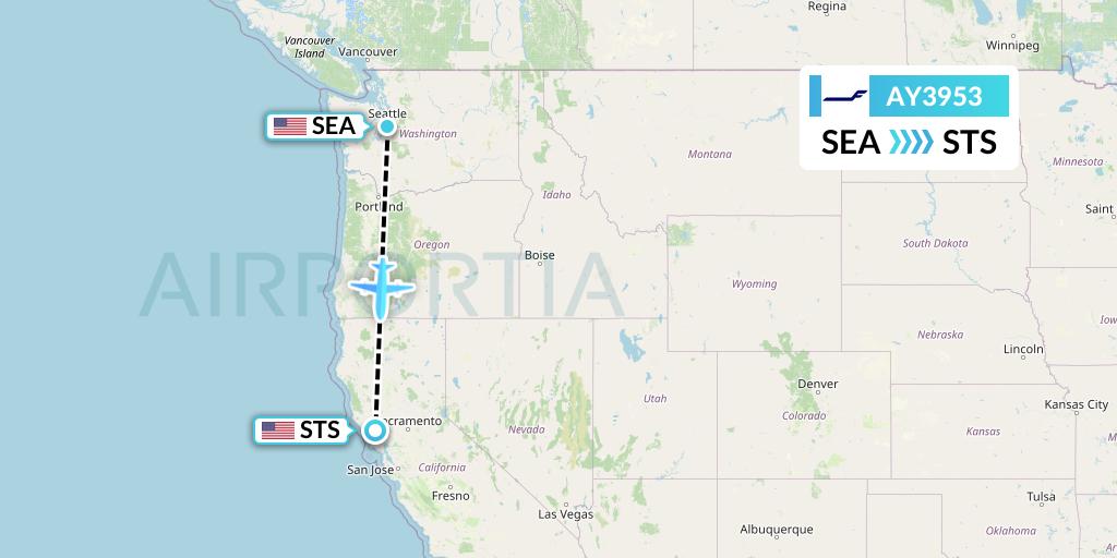 AY3953 Finnair Flight Map: Seattle to Santa Rosa
